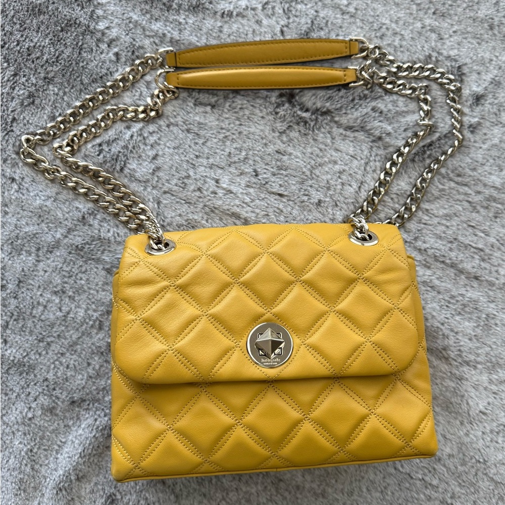 Kate Spade-Yellow Quilted Chain Shoulder Bag